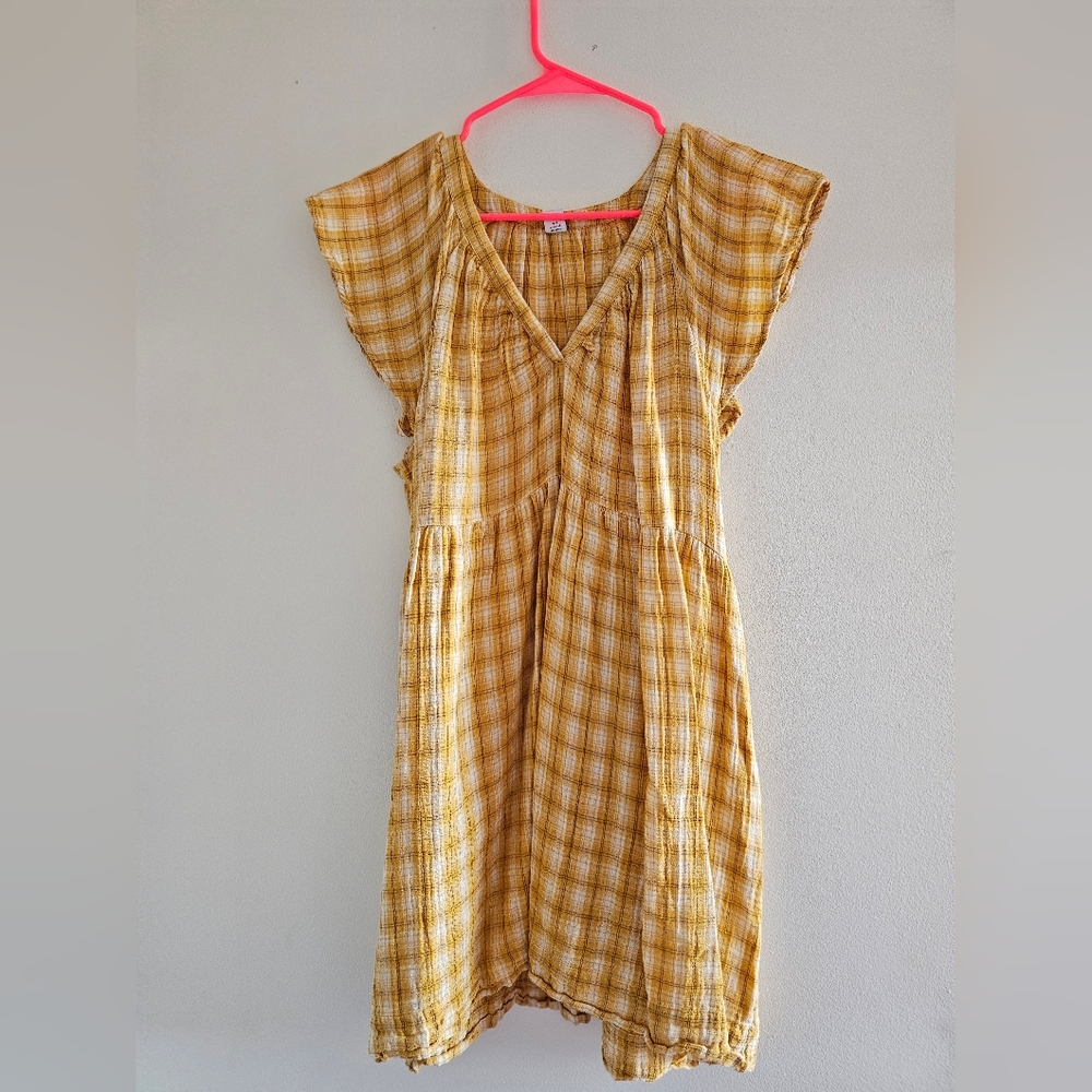 Old Navy Mustard Checkered Dress